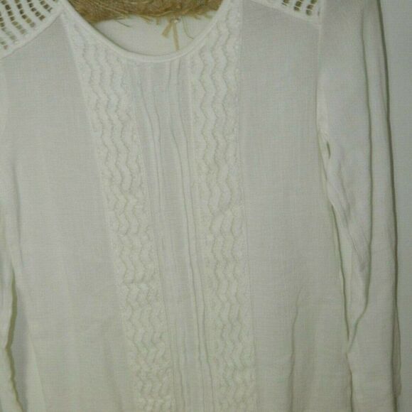 Monoreno Boutique Blouse Ivory Embroidered Peasant Small‎ - Picture 4 of 9